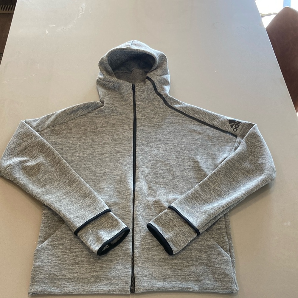 Adidas Men’s ZNE Fast Release Full Zip Hoodie Heather Gray Size Med